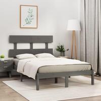 Sengeramme 135x190 cm Double massivt fyrretræ grå