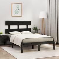 Sengeramme 140x190 cm massivt træ sort