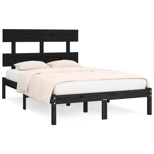 Sengeramme 140x190 cm massivt træ sort