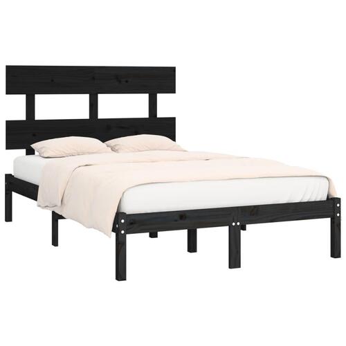 Sengeramme 140x190 cm massivt træ sort