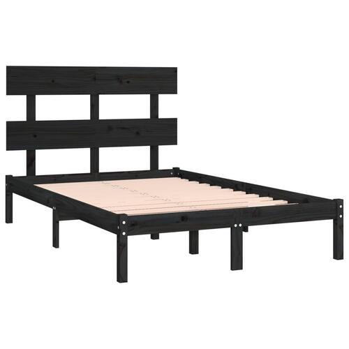 Sengeramme 140x190 cm massivt træ sort