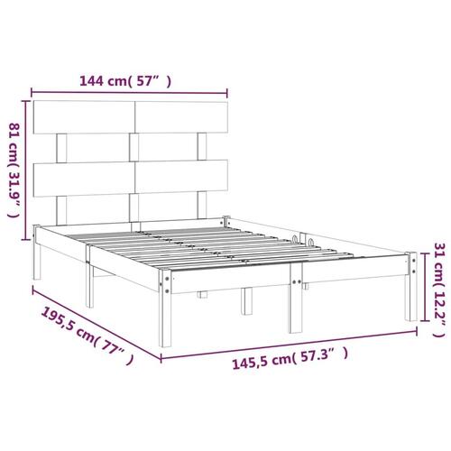 Sengeramme 140x190 cm massivt træ sort