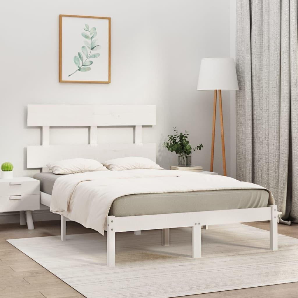 Sengeramme 160x200 cm massivt træ hvid