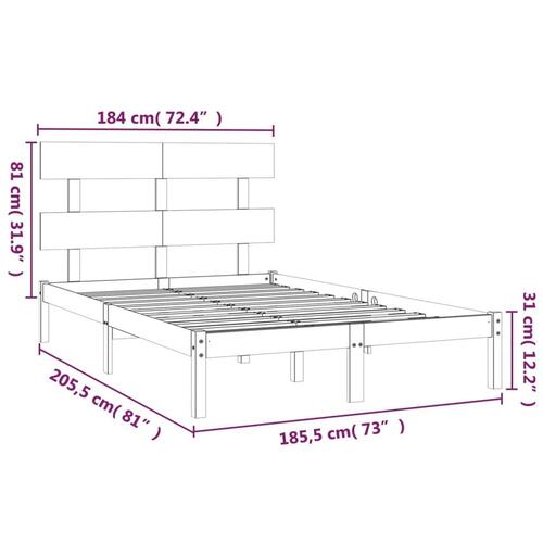 Sengestel 180x200 cm Super King massivt fyrretræ hvid