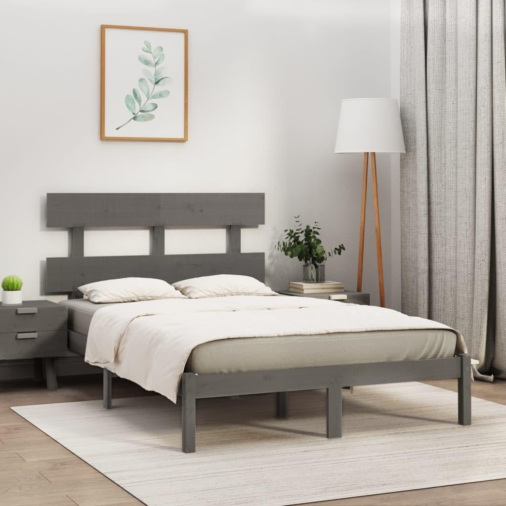 Sengestel 180x200 cm Super King massivt fyrretræ grå