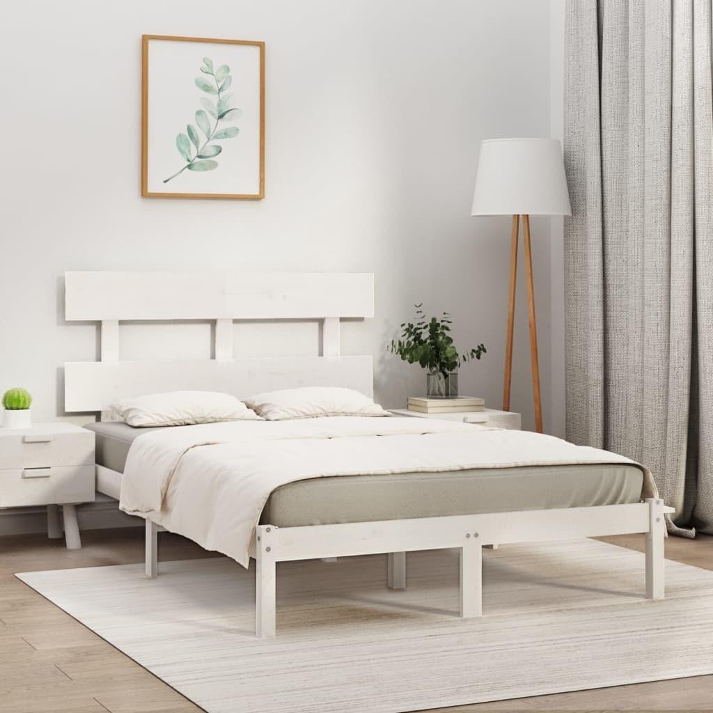 Sengeramme 200x200 cm massivt træ hvid