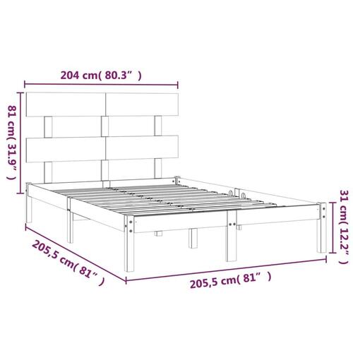 Sengeramme 200x200 cm massivt træ hvid