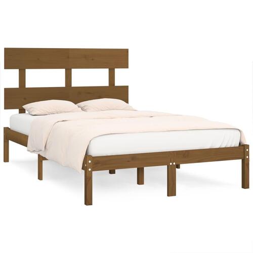 Sengeramme 200x200 cm massivt træ gyldenbrun