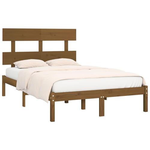 Sengeramme 200x200 cm massivt træ gyldenbrun