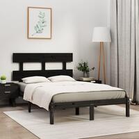 Sengeramme 200x200 cm massivt træ sort