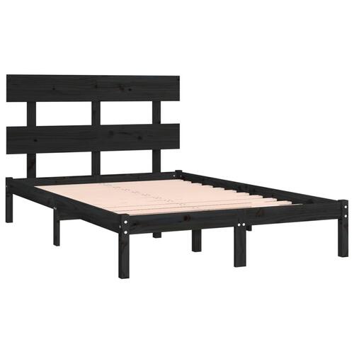 Sengeramme 200x200 cm massivt træ sort