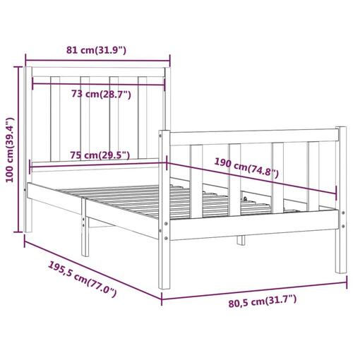 Sengeramme 75x190 cm Small Single massivt træ hvid