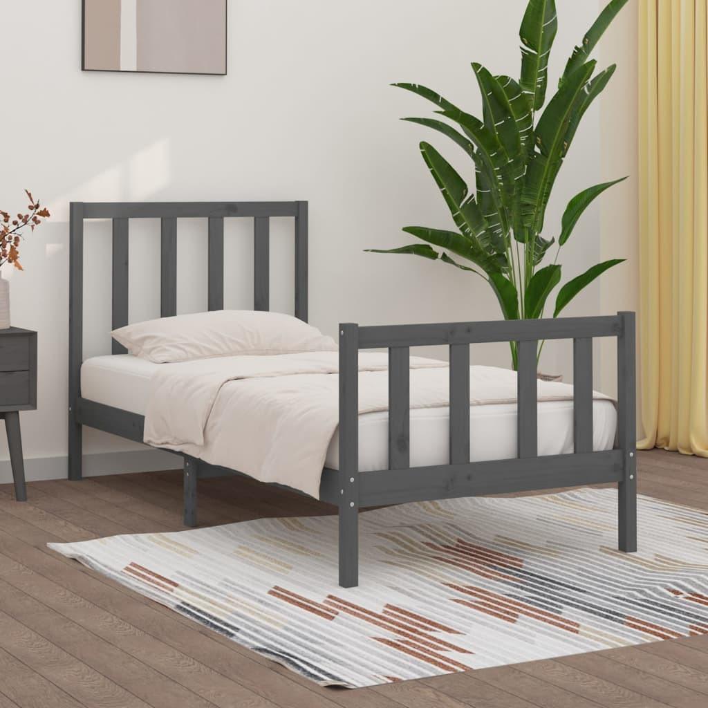 Sengeramme 75x190 cm Small Single massivt træ grå