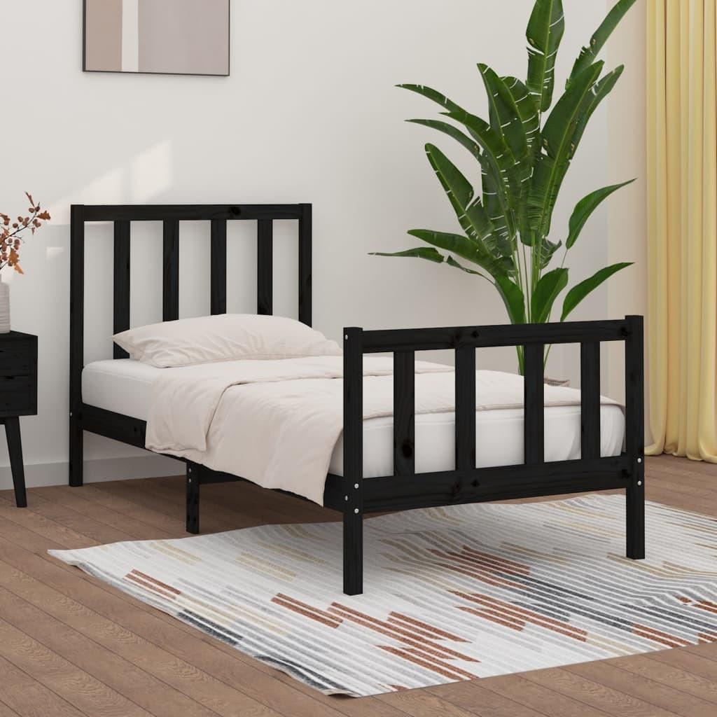 Sengeramme 75x190 cm Small Single massivt træ sort