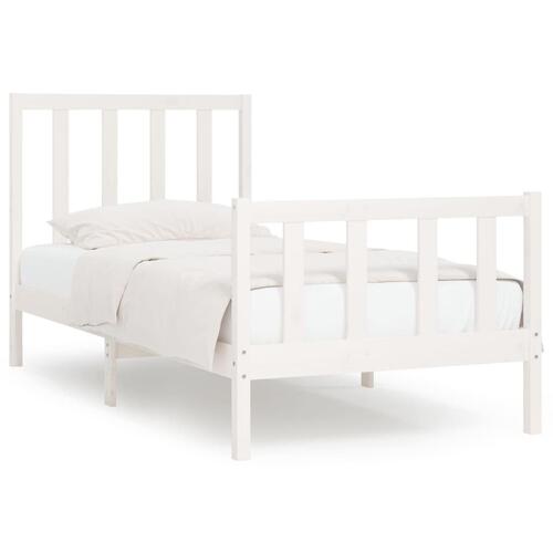 Sengeramme 90x190 cm Single massivt træ hvid