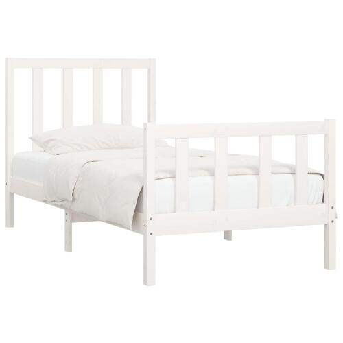 Sengeramme 90x190 cm Single massivt træ hvid