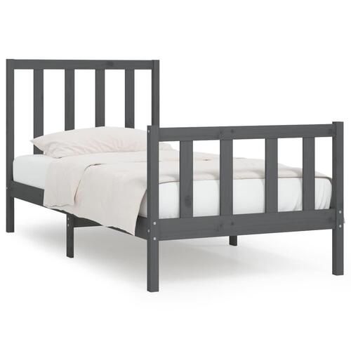 Sengeramme 90x190 cm Single massivt træ grå
