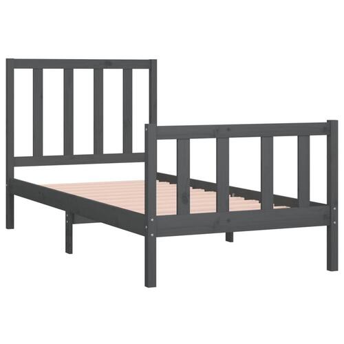 Sengeramme 90x190 cm Single massivt træ grå