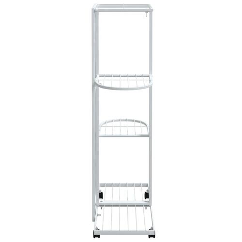 Blomsterstativ 4 niveauer med hjul 44x23x80 cm jern hvid