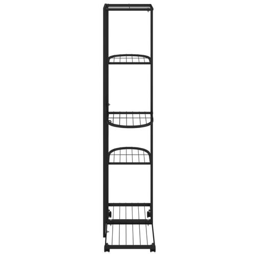 Blomsterstativ 5 niveauer med hjul 44x23x100 cm jern sort
