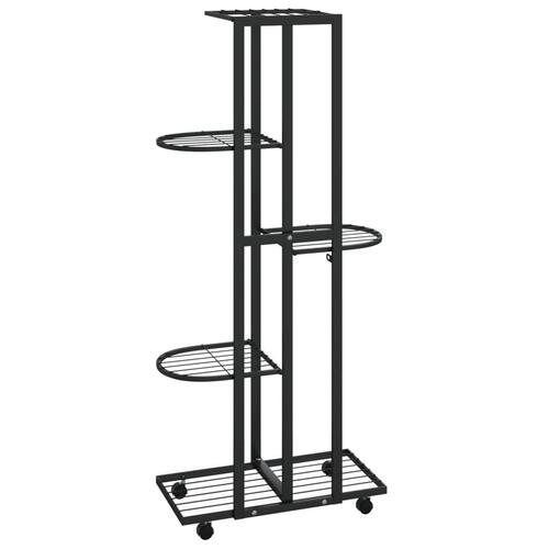 Blomsterstativ 5 niveauer med hjul 44x23x100 cm jern sort
