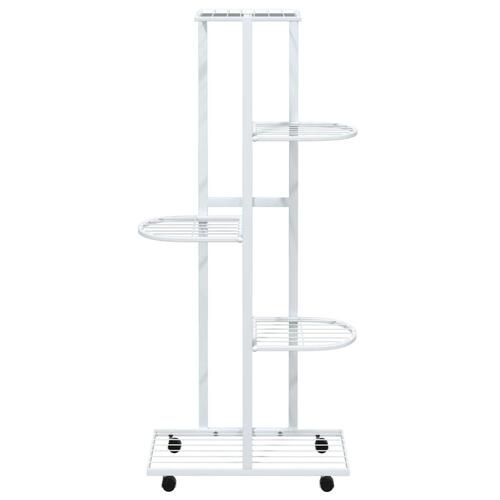 Blomsterstativ 5 niveauer med hjul 44x23x100 cm jern hvid