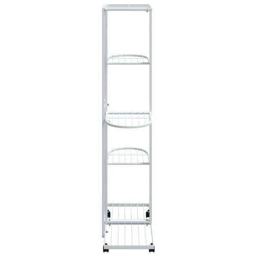 Blomsterstativ 5 niveauer med hjul 44x23x100 cm jern hvid