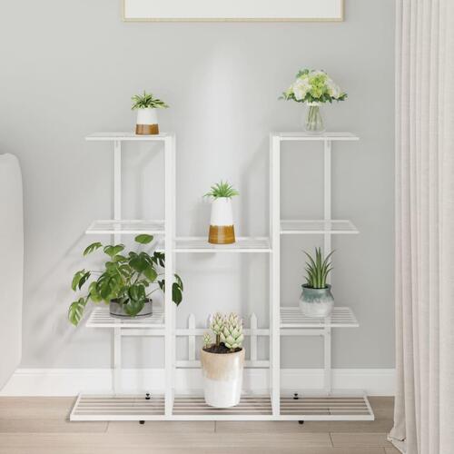 Blomsterstativ 94,5x25x89 cm jern hvid