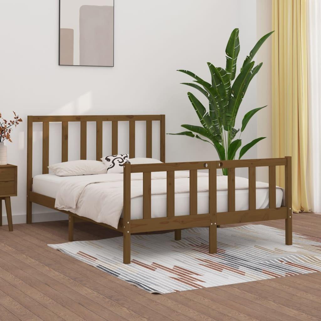 Sengeramme 120x190 cm Small Double massivt træ gyldenbrun