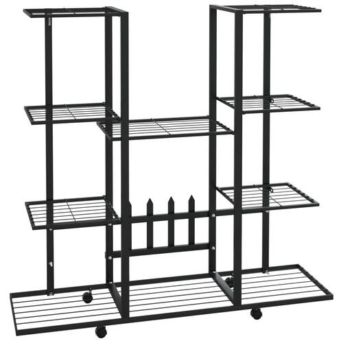 Blomsterstativ med hjul 94,5x24,5x91,5 cm jern sort