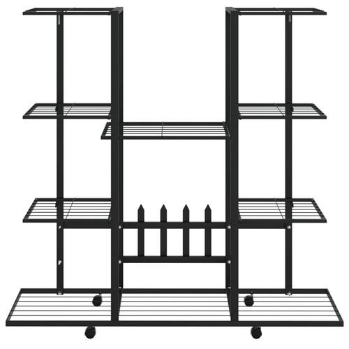 Blomsterstativ med hjul 94,5x24,5x91,5 cm jern sort