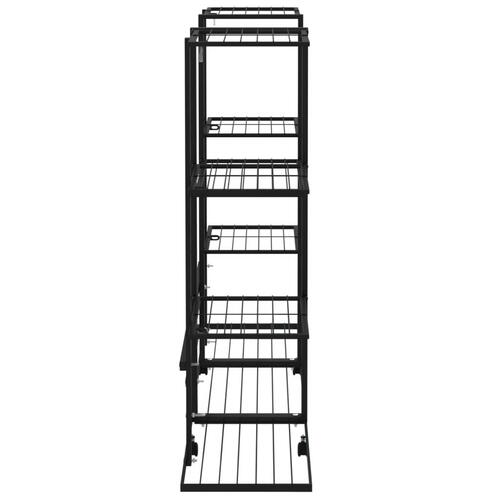 Blomsterstativ med hjul 94,5x24,5x91,5 cm jern sort