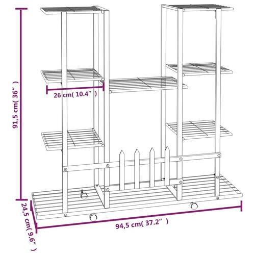 Blomsterstativ med hjul 94,5x24,5x91,5 cm jern sort