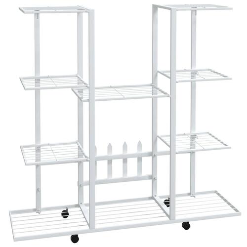 Blomsterstativ med hjul 94,5x24,5x91,5 cm jern hvid