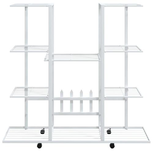 Blomsterstativ med hjul 94,5x24,5x91,5 cm jern hvid