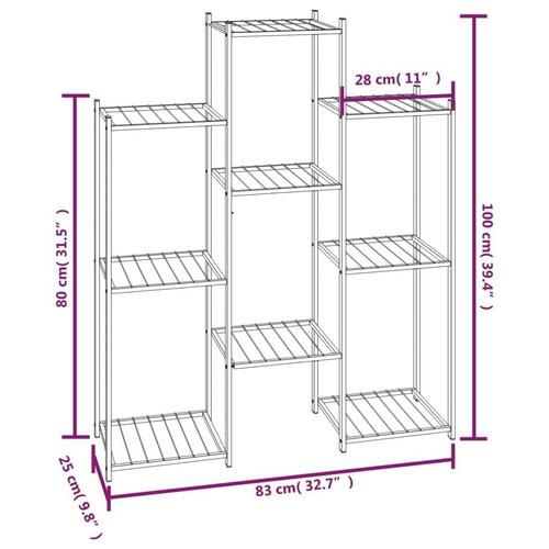 Blomsterstativ 85x25x100 cm jern sort