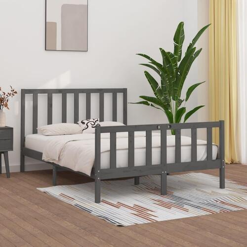 Sengeramme 135x190 cm Double massivt fyrretræ grå