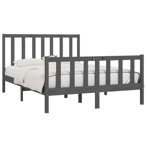 Sengeramme 135x190 cm Double massivt fyrretræ grå