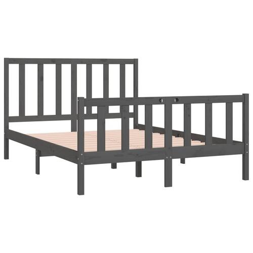Sengeramme 135x190 cm Double massivt fyrretræ grå