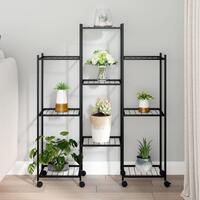 Blomsterstativ med hjul 83x25x103,5 cm jern sort