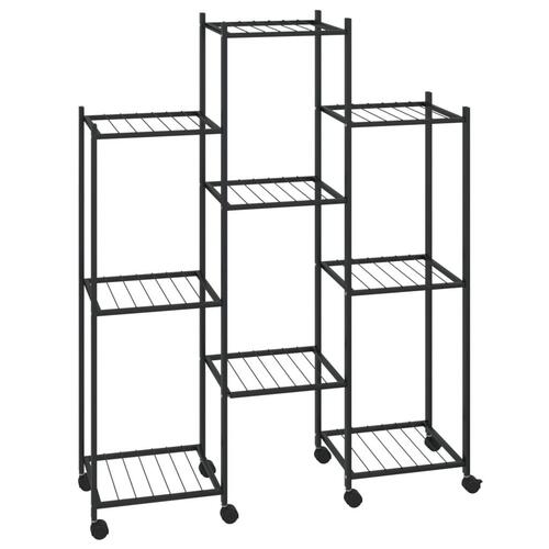 Blomsterstativ med hjul 83x25x103,5 cm jern sort