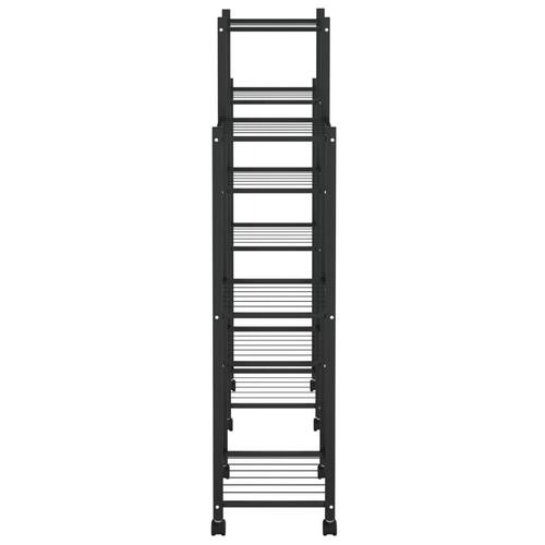 Blomsterstativ med hjul 83x25x103,5 cm jern sort