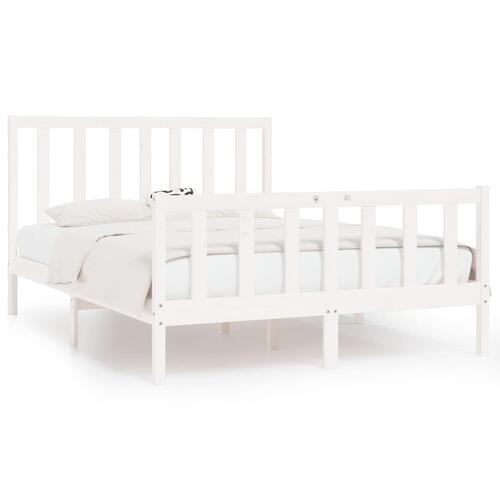 Sengeramme 140x190 cm massivt træ hvid