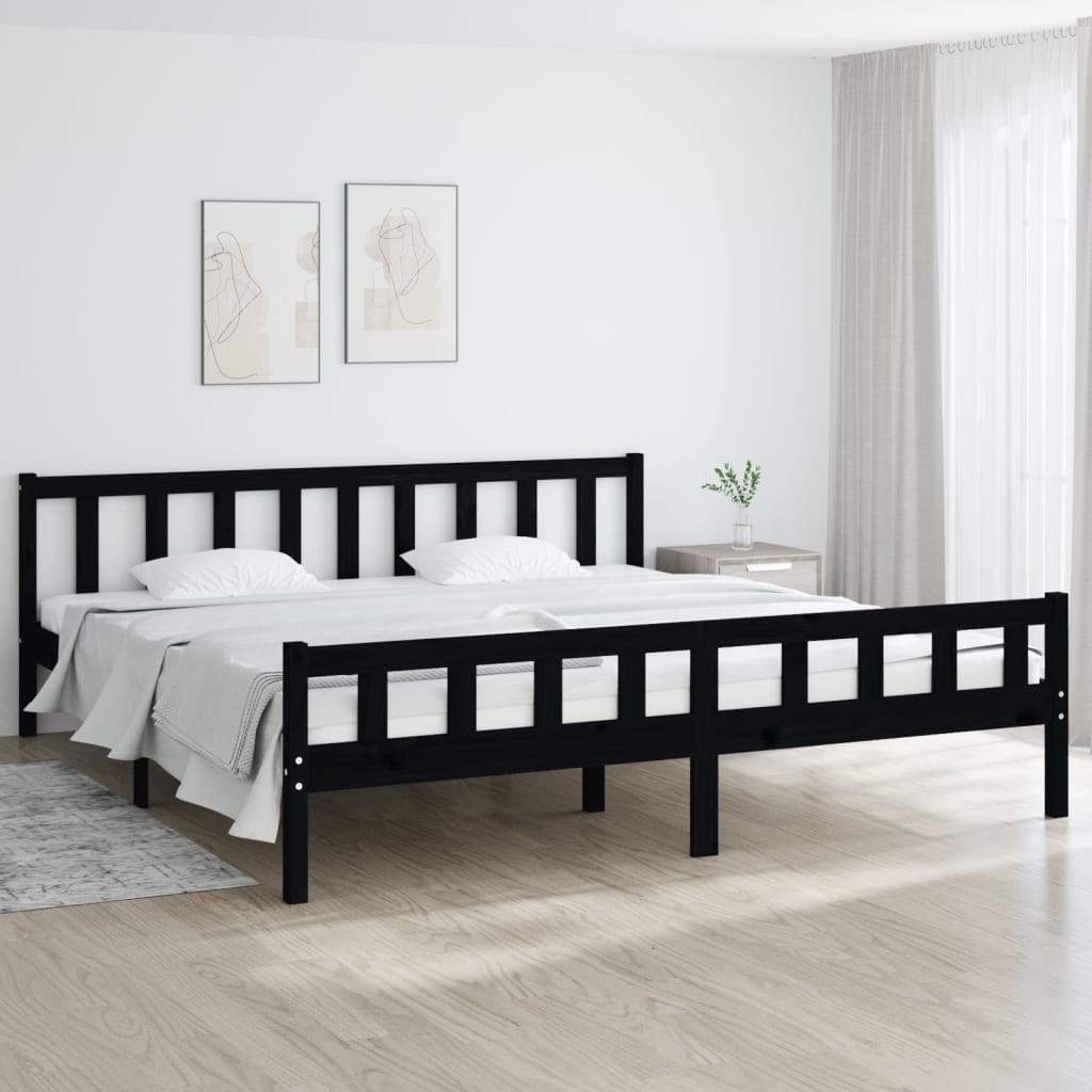 Sengestel 180x200 cm Super King massivt fyrretræ sort
