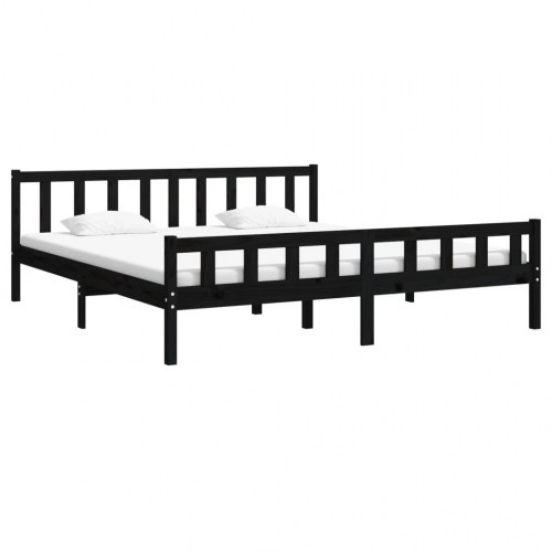 Sengestel 180x200 cm Super King massivt fyrretræ sort