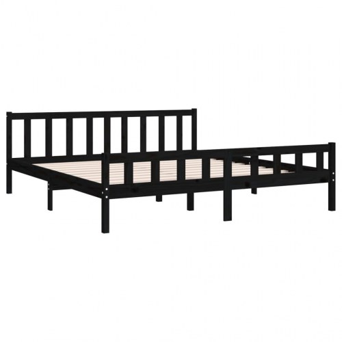 Sengestel 180x200 cm Super King massivt fyrretræ sort