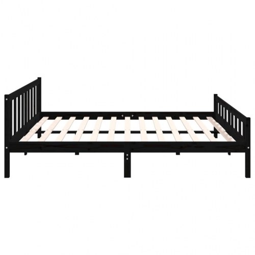Sengestel 180x200 cm Super King massivt fyrretræ sort
