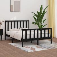 Sengeramme 140x190 cm massivt træ sort