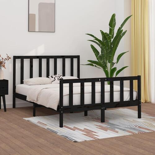 Sengeramme 140x190 cm massivt træ sort