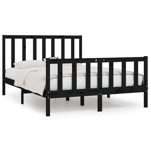 Sengeramme 140x190 cm massivt træ sort
